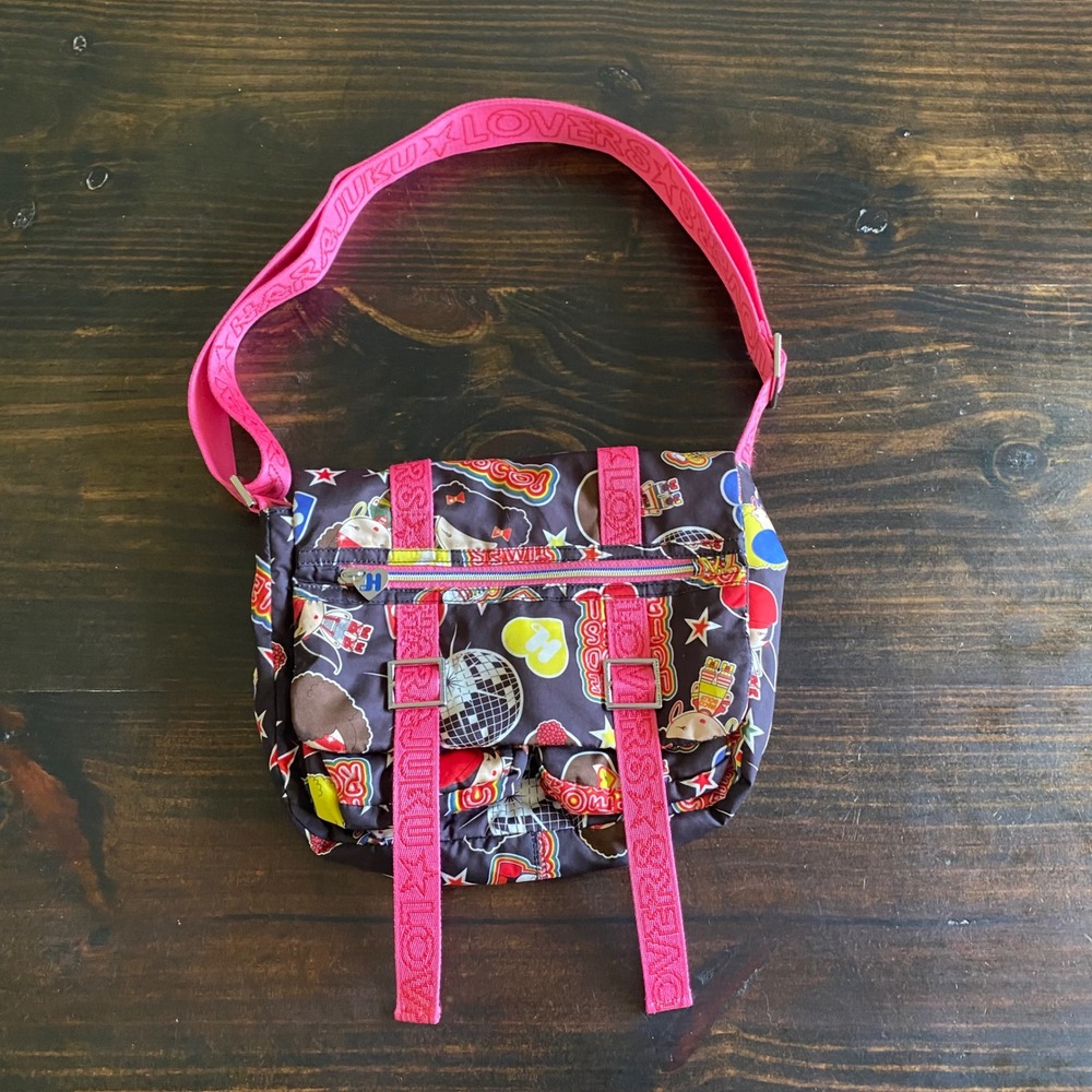 Harajuku Lovers Roller Disco Messenger Bag Gwen Stefani Pink Black Crossbody Y2K
